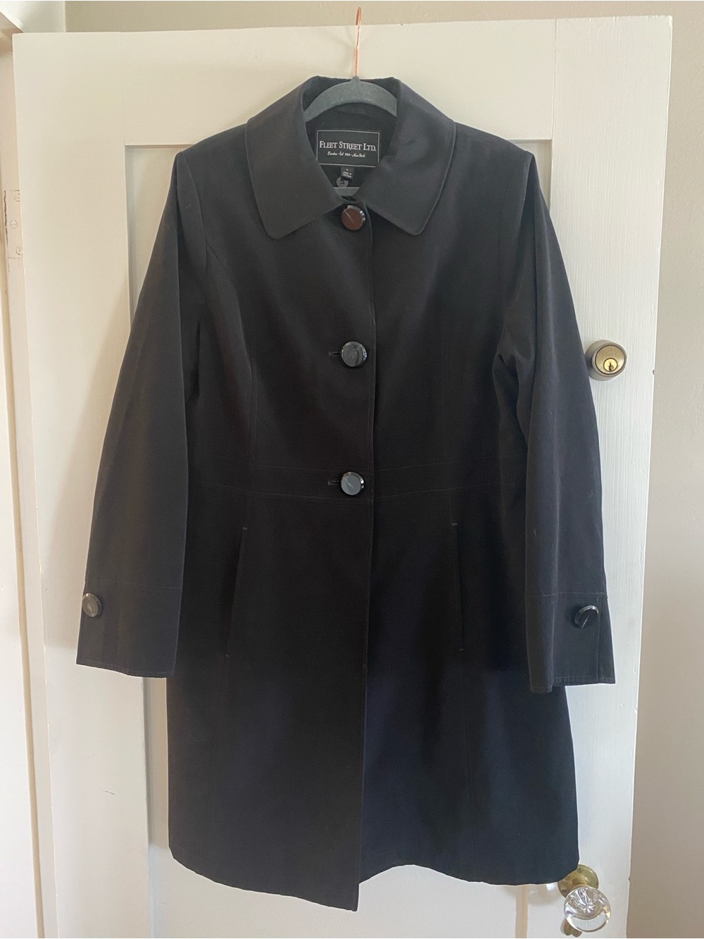 Fleet Street Ltd. Women's Black Single-Breasted Trench Coat